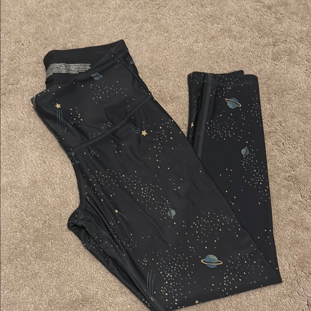 Victoria Sport Black Space Print Leggings Size Small